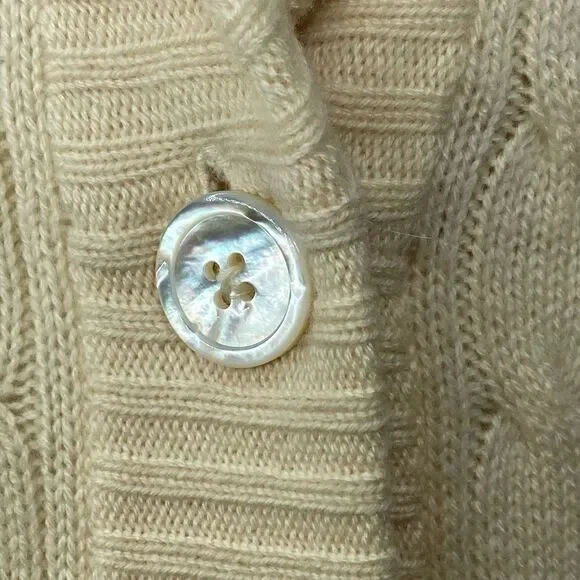 Ralph Lauren Ivory Cashmere Cable Shawl Collar Cardigan Vest - Picture 8 of 16